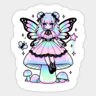 Pastel Goth Fairy Emo Girl Chibi Kawaii Holographic Cute Sticker